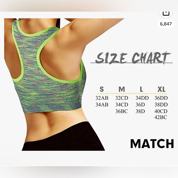 Match Womens Sports Bra Wirefree Seamless Padded Racerback Yoga Bra for Workout - Picture 1 of 3